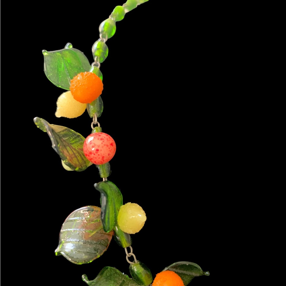 Poured glass tutti-frutti fruit salad, necklace vintage - Picture 8 of 8